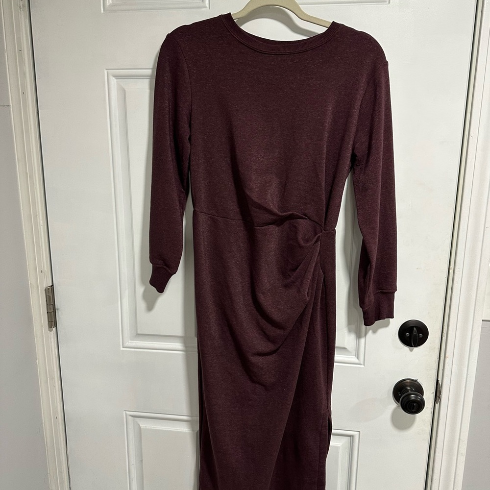 LOFT Deep Burgundy Long Sleeve Dress